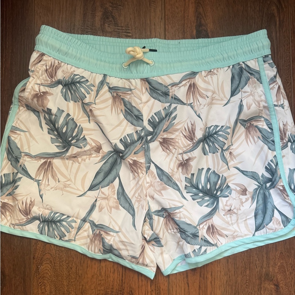 NWT 🩳 BRISIRA Men’s Swim Trunks L 5” Inseam Tropical Leaf Print Quick-Dry, Large